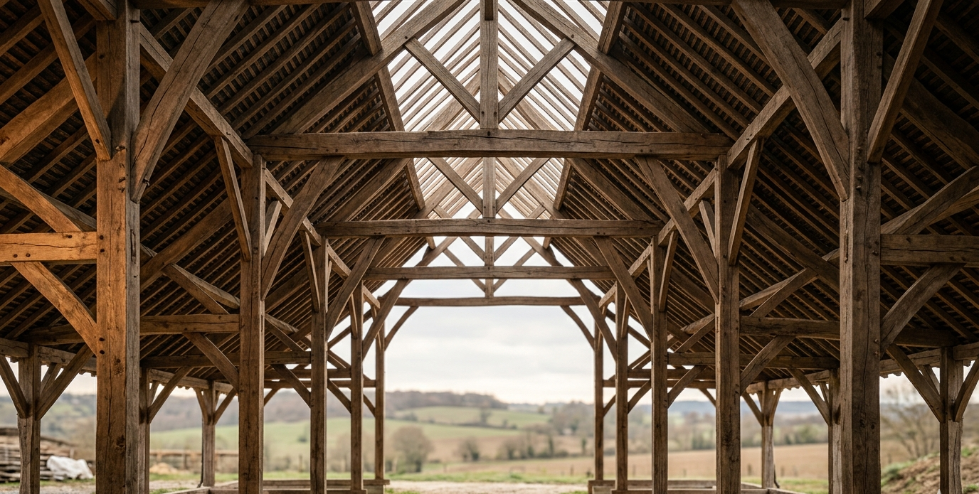 Charpente de bâtiment agricole à Briec - MENUISERIE LMFK